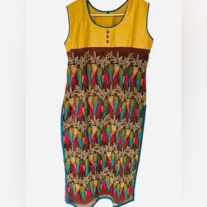 NEW 100% Silk Kurta Dress Full Frontal Embroidered Sleeveless w/Optional Sleeves